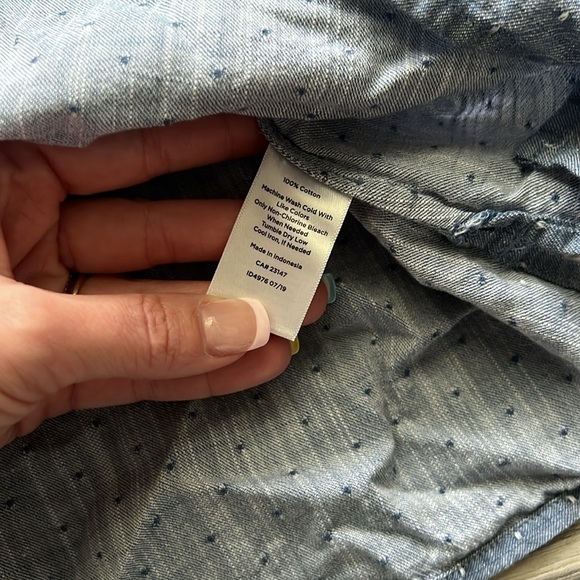 Talbots Blue Blouse with White Dotted Design Size XS - Picture 5 of 8